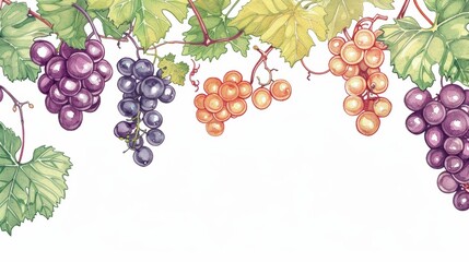 Background template with copy space  of grape leaf and  vine