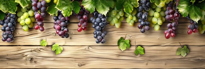 Background template with copy space  of grape leaf and  vine