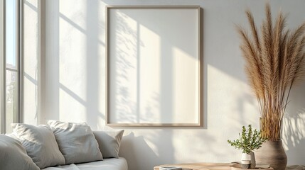110. A minimalist frame with clean lines and neutral tones, the simple design providing an elegant and understated border that enhances the purity of the white background