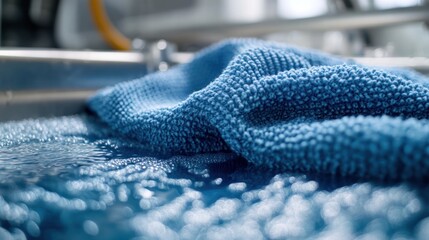 A close-up view of microfiber fabric as it undergoes a deep cleaning process, showcasing the precision of advanced textile care.