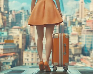 Traveler with a suitcase exploring a new city, ready for an adventure