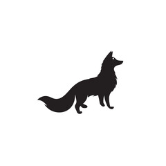 Fox silhouette vector isolated. Omnivorous mammal or wild animal _silhouette vector fox
