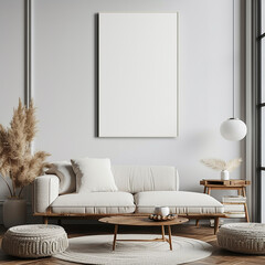 living room picture minimal living pastel canvas furniture up contemporary poster floor photo room beige chair image simple frame interior armchair mock blank retro home scandinavian nor