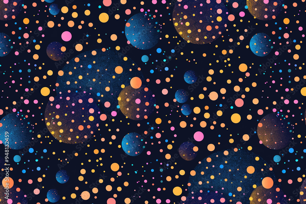 Poster abstract cosmic pattern with colorful dots