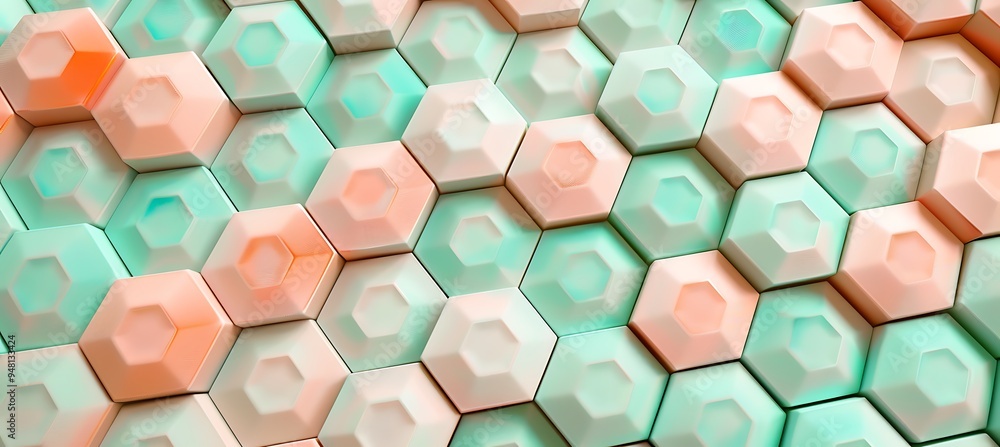 Poster pastel geometric backdrop with abstract hexagonal shapes