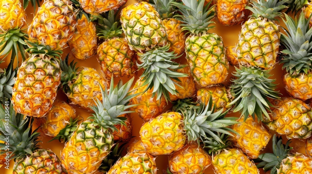 Aufkleber a vibrant pineapple pattern fills the background with bright yellow and green hues, showcasing the f