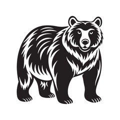 Minimalist Bear Silhouette Vector Art Illustration.