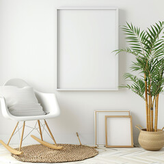 shelf picture render minimal mockup living canvas furniture up indoor poster apartment floor photo room chair image simple frame interior mock blank home scandinavian nordic business lig