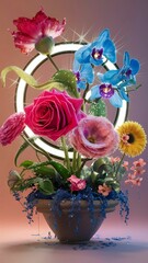 Obraz premium 3D multi-flower pot arrangement