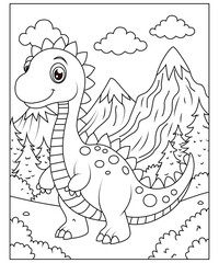 Dinosaur coloring page for kids and adults
