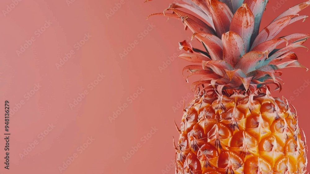 Poster a vivid pineapple texture background with detailed skin and crown, offering a tropical and refreshin