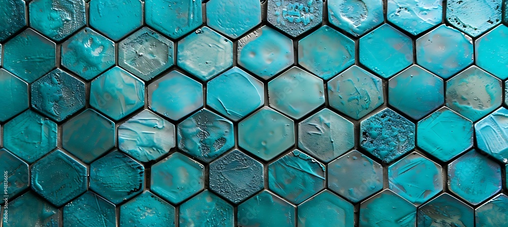 Poster green geometric backdrop with abstract hexagonal shapes