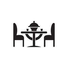 
Restaurant Table Icon, dining table and chairs silhouette icon, Dining table logo, Vector illustration
