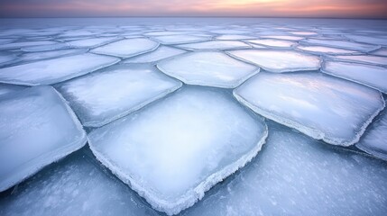 Frozen lake with a layer of ice creating a minimal and clean background