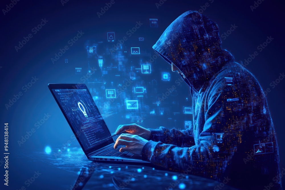 Poster hacker in the dark
