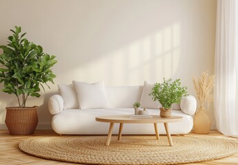 The background of a modern interior, the wall mock-up, and the 3D render of the interior