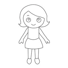 little girl. girl. Girl outline drawing Vector Images. Beautiful girl outline image on a white background in vector design.