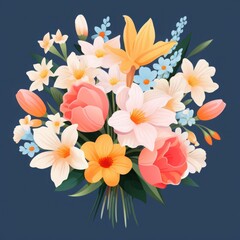 A vibrant spring bouquet featuring colorful flowers on a dark background showcasing the beauty of the season