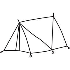 camp tent doodle icon transparent background