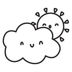 cloud and sun doodle icon transparent background
