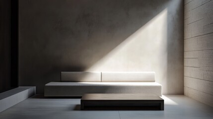 Fototapeta premium Minimalist Interior Design with Sunbeams