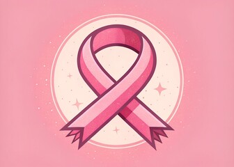 Pink October Concept |Breast Cancer Awareness Month. Pink October. Pink ribbon at pink background, copy space area, banner design