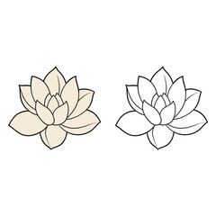 Fototapeta premium Flower Outline Design - Floral Clipart - Magnolia flower illustration in black and white