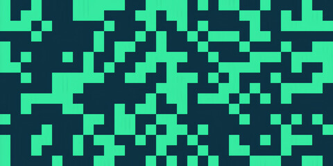 Abstract geometric background with pixelated pattern in teal and dark green colors. Modern and futuristic design for digital projects.