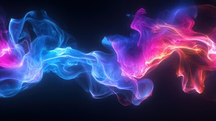 Obraz premium Abstract colorful smoke waves in blue and pink hues, creating a vibrant and dynamic visual effect.