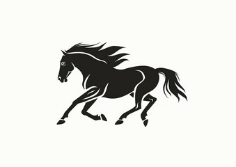 Galloping horse. Animated hand drawn line stroke mustang silhouette cartoon loop running equine motion. Alpha channel isolated transparency
