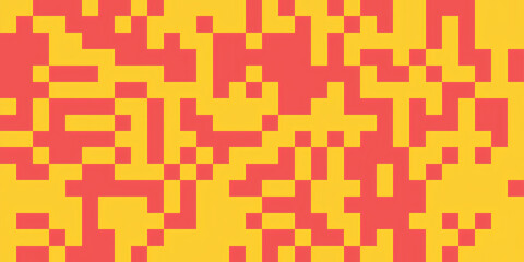 Abstract pixelated pattern in red and yellow, a simple geometric design for modern backgrounds.