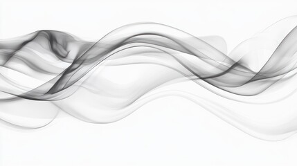 Obraz premium Abstract black and white smoke waves dancing gracefully on a light background.
