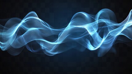 Obraz premium A mesmerizing wave of blue light flows gracefully against a dark background, creating a dynamic and ethereal atmosphere.