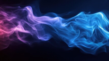 A mesmerizing wave of ethereal smoke in vivid shades of pink and blue, creating a captivating visual flow.