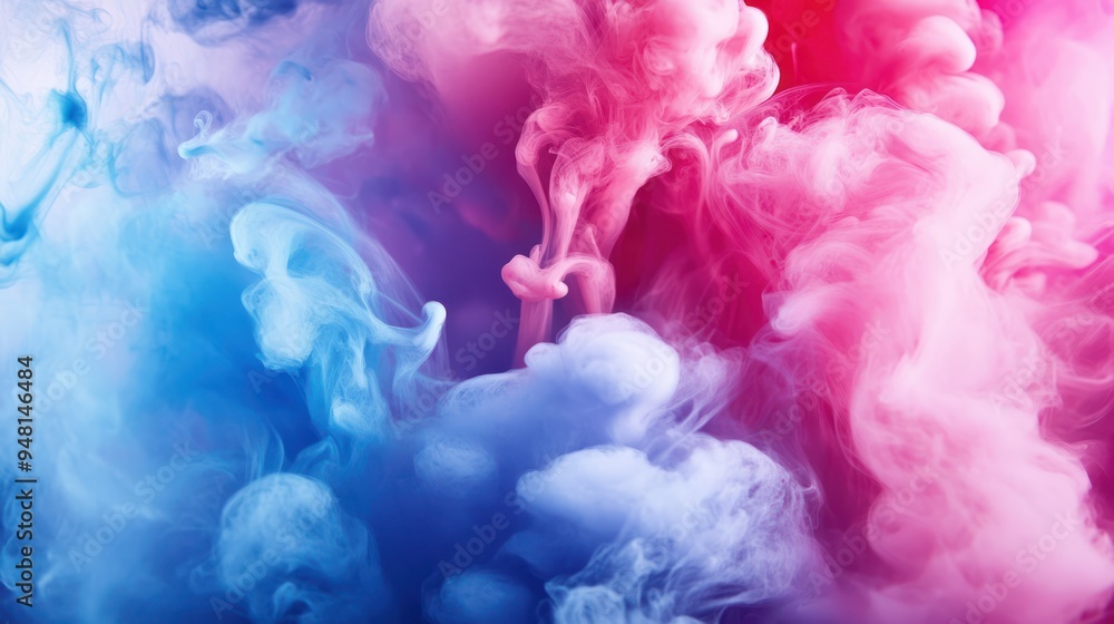 Poster abstract color smoke in blue and pink, creating a captivating visual effect.