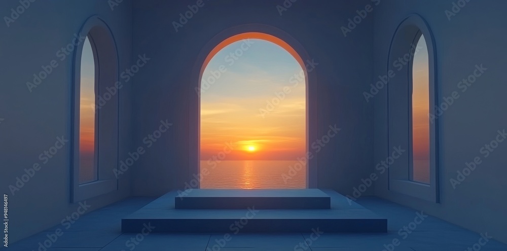 Poster the background is a minimalistic abstract architecture with luxury parametric features