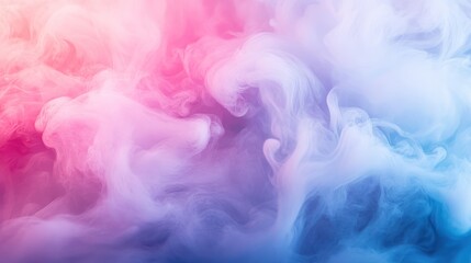 Fototapeta premium Soft colorful smoke in shades of pink, purple, and blue swirling together, creating a dreamlike effect.