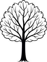 Obraz premium Art & Illustration tree outline vector design line art style