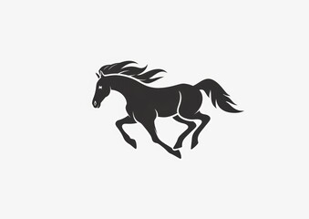 Galloping horse. Animated hand drawn line stroke mustang silhouette cartoon loop running equine motion. Alpha channel isolated transparency