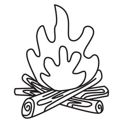 bonfire doodle icon transparent background