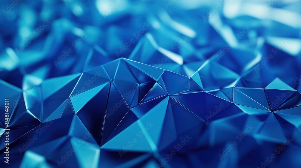 Poster abstract blue geometric shapes creating a vibrant, dynamic pattern.