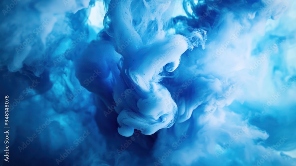Poster a captivating swirl of blue and white smoke creates a mesmerizing abstract pattern in this ethereal 
