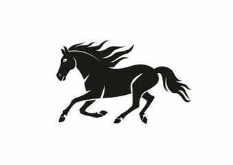 Obraz premium Galloping horse. Animated hand drawn line stroke mustang silhouette cartoon loop running equine motion. Alpha channel isolated transparency