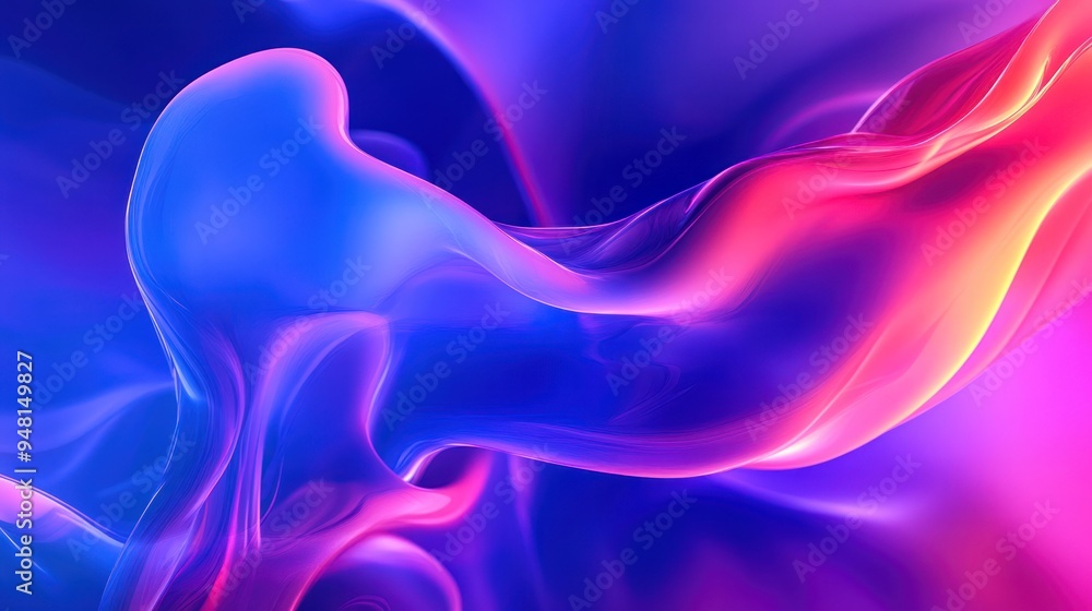 Aufkleber abstract fluid shapes in vibrant blue and pink hues create a mesmerizing and dynamic visual effect.