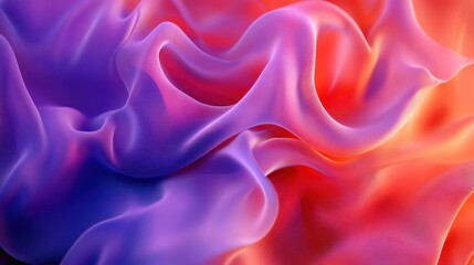 Obraz premium Vibrant abstract fabric in shades of purple and orange, flowing elegantly to create a dynamic and colorful visual effect.