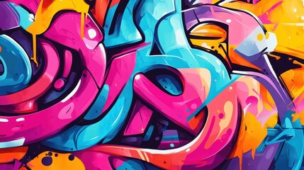 Obraz premium Vibrant abstract graffiti artwork showcasing bold colors and dynamic shapes.
