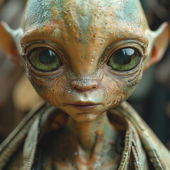 Science fiction little green alien generative ai