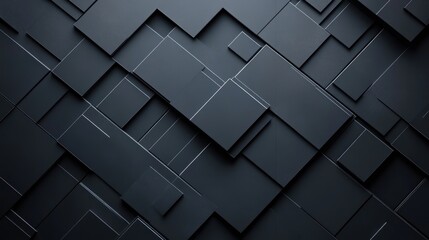 Fototapeta premium Abstract geometric shapes in dark tones with white lines, creating depth and texture.