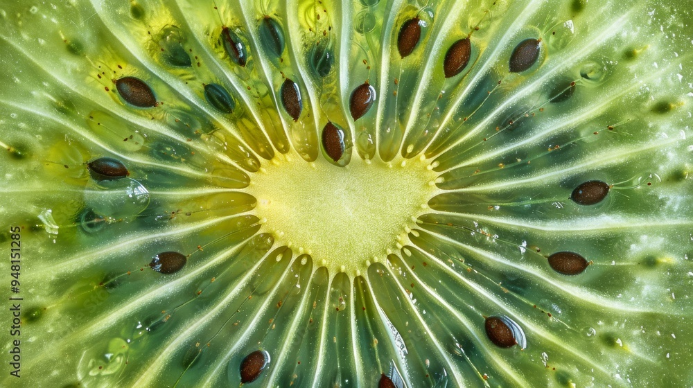 Poster kiwi fruit cross-section showcasing the intricate pattern of seeds