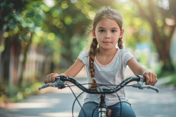 Fototapeta premium Young Girl on Bike
